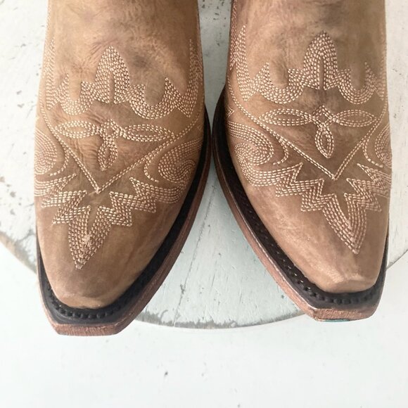 Lane LEXINGTON Womens Cowboy Boots Size 8.5 Brown Western Cowgirl Mid Calf Tall - Picture 6 of 11